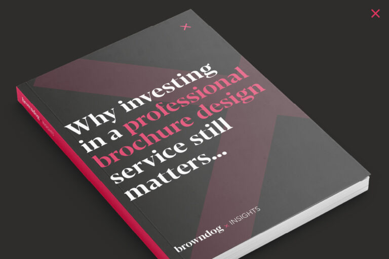 An image showing a brochure mocked up with our blog title: Why investing in a professional brochure design service still matters